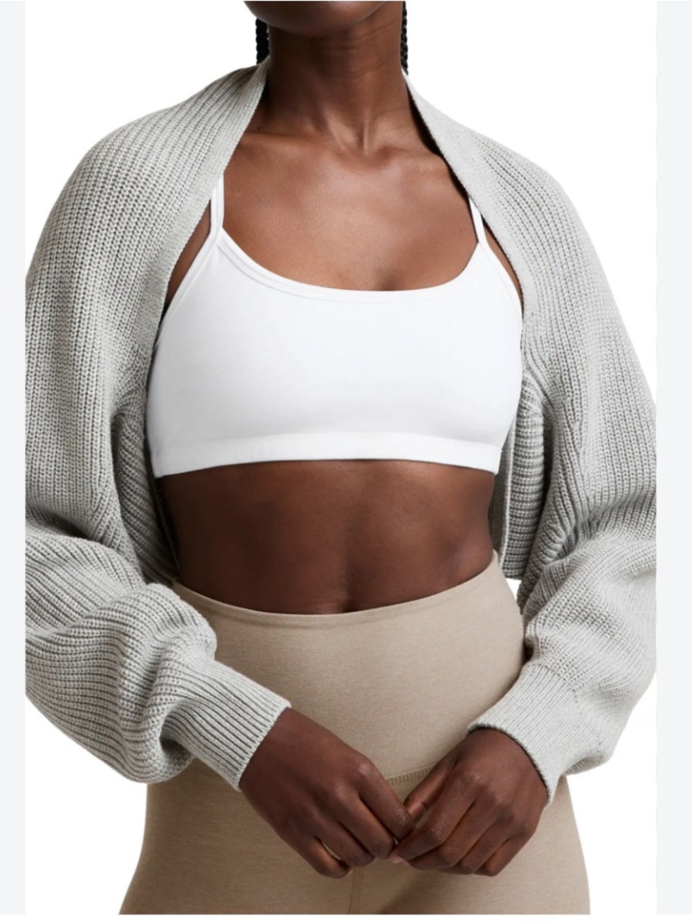 Beyond Yoga Ready For Barre Relaxed Shrug Grey Heather Small/Medium